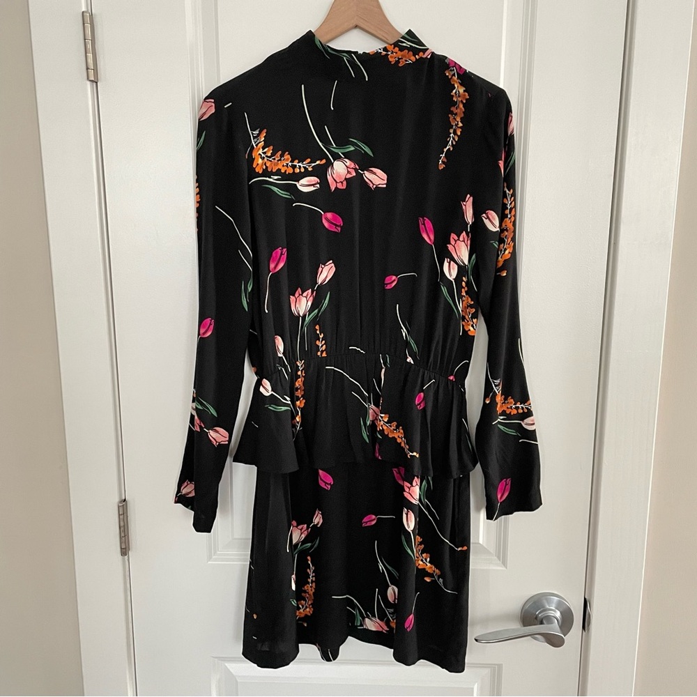 H&M Floral Peplum Long Sleeve Dress Size 8